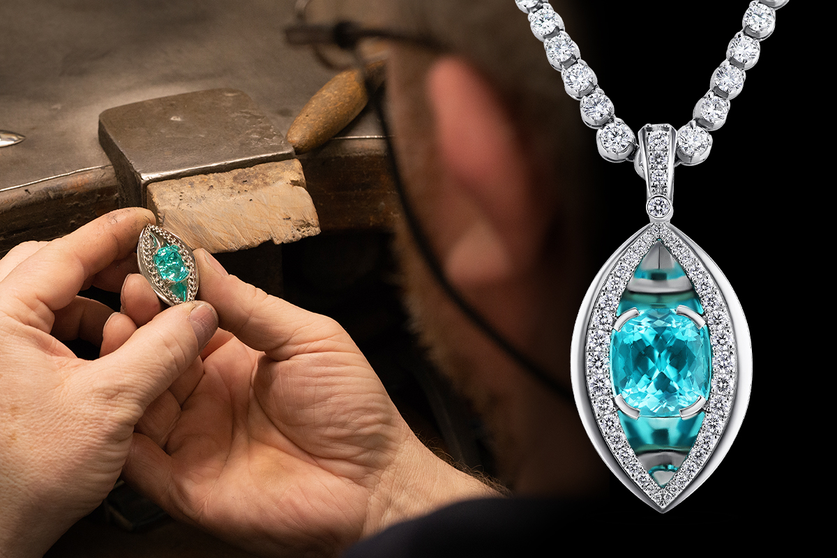 Image of a piece of jewellery being made in a workshop
