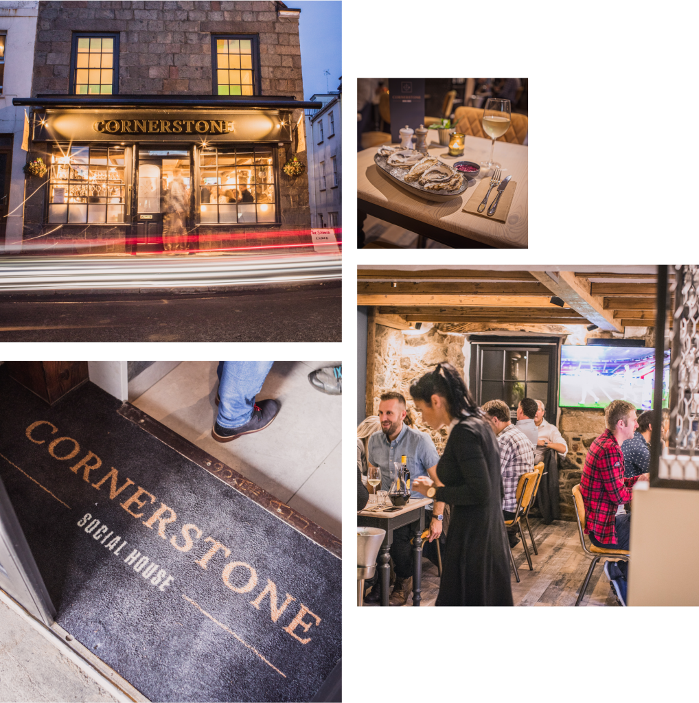 Collage of 4 images depicting Cornerstone Social House